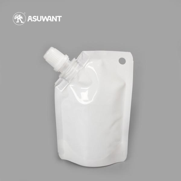 White Foil Spout Pouch Bags Water Packaging For Liquid Drink Beverage