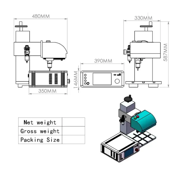 Online Desktop Electric Pneumatic DOT Pin Punching Equipment