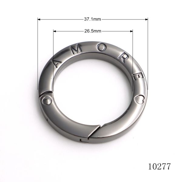 Flat Spring O Ring Round Gunmetal Carabiner 26.5mm With Custom Engraving