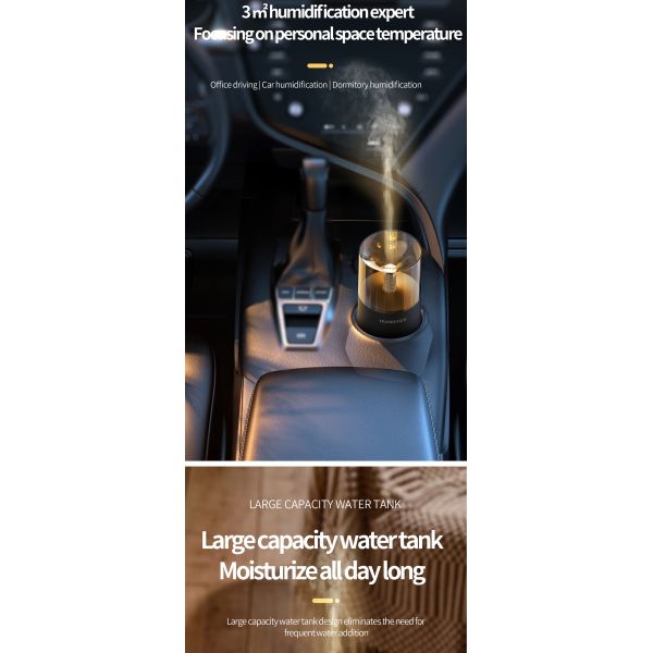 Flame Design Portable Aroma Car Diffuser Humidifier 120ml Capacity OEM Color Size