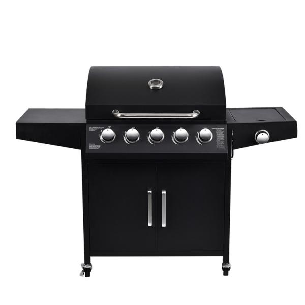 Fácil de montar 5 1 queimadores grelhador de churrasco portátil para o exterior fumador grelhador de churrasco de gás para acampamento