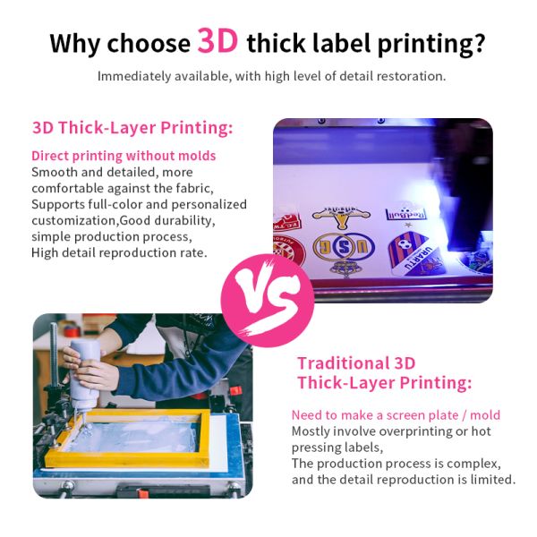 Fcolor No MOQ 3D UV Embossed Label Printer New Raised Logo Printing Machine for Clothing Shoes Bags No Mold Fast Delivery