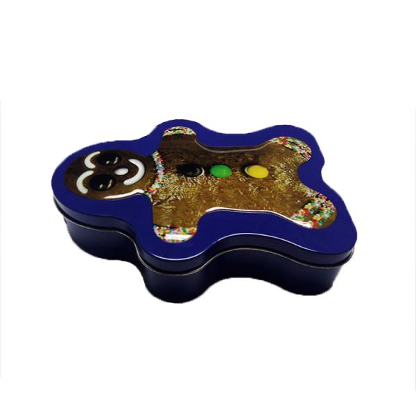 Customized Logo Cartoon Metal Box Gingerbread Cookie Man Shape Durable
