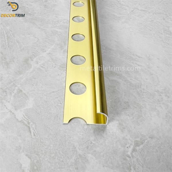 10x2500mm Aluminium Tile Trim High Gloss Gold Marble Bullnose External