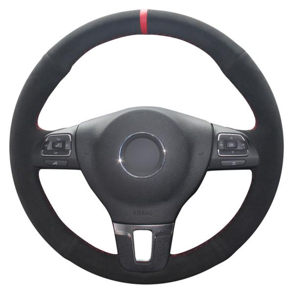 3-Spoke Wheel Hand Sewing Suede Steering Wheel Cover for Volkswagen VW Golf Plus Tiguan Passat B7 CC Touran Jetta Caddy EOS Sharan