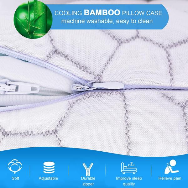 2 Pack Shredded Memory Foam Cooling Bed Pillows for Side Back Stomach Sleepers