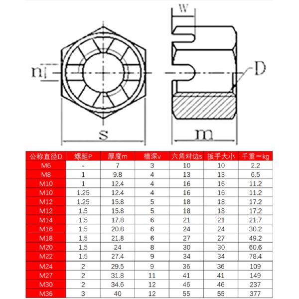 Automotive Industry Hex Castle Slotted Nuts with 304 Stainless Plating