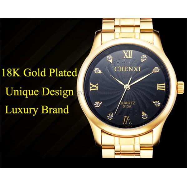 013 Full Gold Stainless Steel Watches Man Watch Quartz Watch Casual Dress Watch Roma Watch