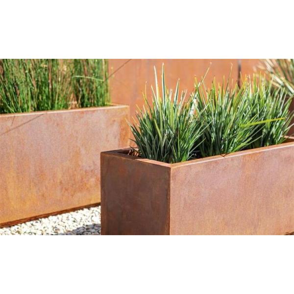 Плантатор ринва прямоугольника Corten на открытом воздухе длинной коробки плантатора прямоугольника металла стальной