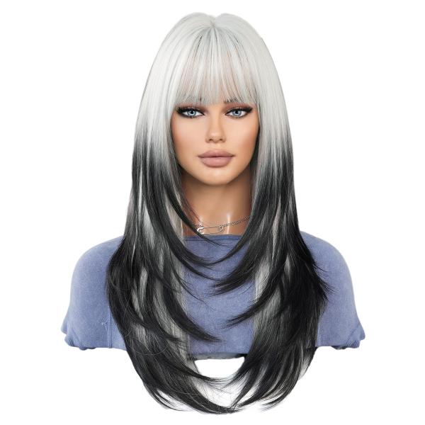 Fashion Long Straight Hair Blonde/Black Synthetic Wigs For Women