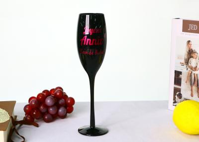 Household Lead Free Solid Black Champagne Glasses , 62mm Crystal Tulip Champagne Flutes