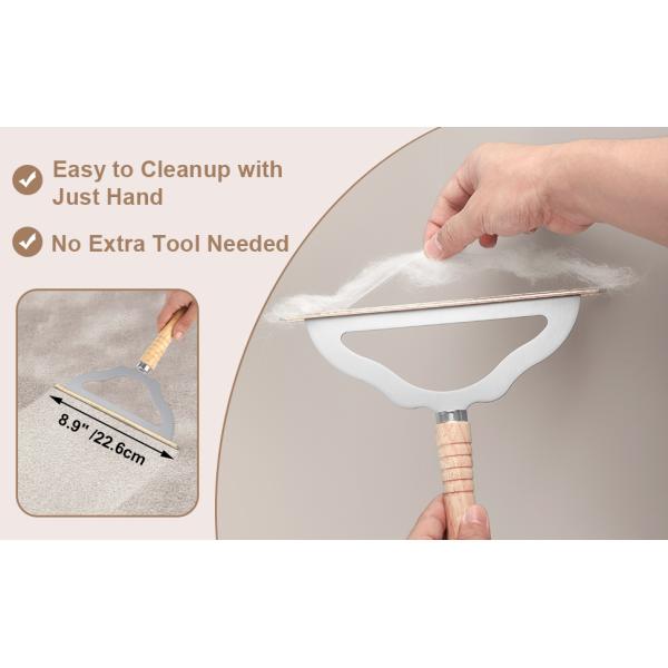 V2.0 grande ancinho de carpete removedor de pêlos de animais de estimação, cabo longo reutilizável raspador de carpete de pilha baixa removedor de penugem