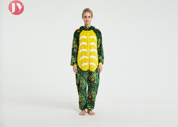 Wholesale Polyester Fluffy Flannel Fleece green African dinosaur Kigurumi onesie pajamas