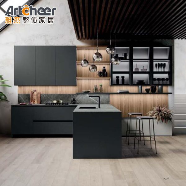Italian Style Lacquer Finish L Shape Kitchen Cabinet with 3 Years Warranty