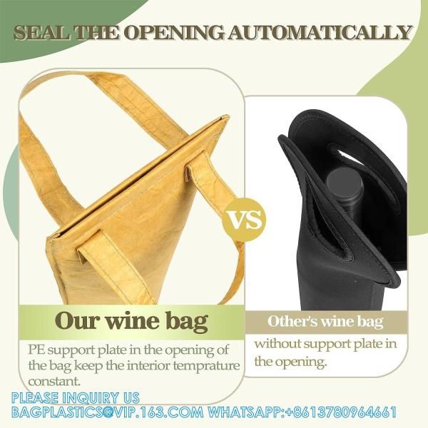 Tyvek Bottle Bag, DuPont insulated Wine Carrier Tote Holders, Portable Gift Bags With Handle For Business