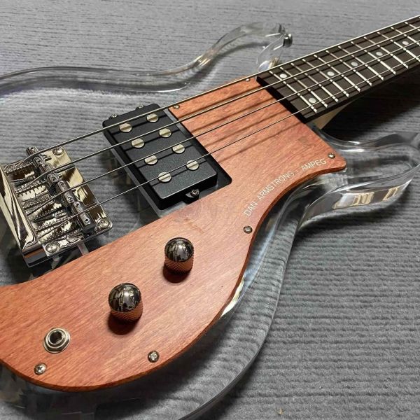 Custom Dan Armstrong 4 Strings Acrylic Electric Bass Maple Neck Rosewood Fretboard w/H