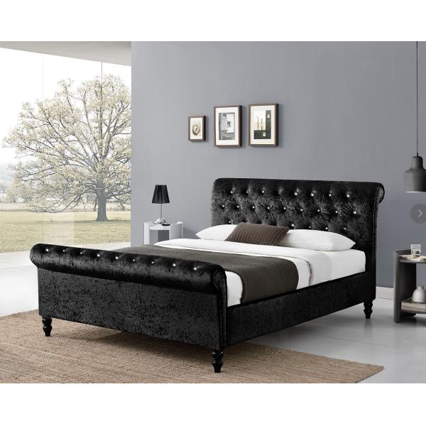 Обитая машинная плита саней переклейки черная с изголовьем/Footboard кнопок Dimond