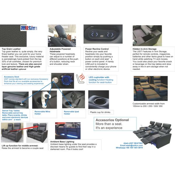 Sofá elétrico secional do Recliner do cinema do teatro do VIP