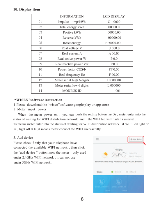 1-Phase 2-Wire Smart Energy Meter with ON/OFF App Control 230V 5(60)A Wifi Din Rail Wireless Kwh Meter