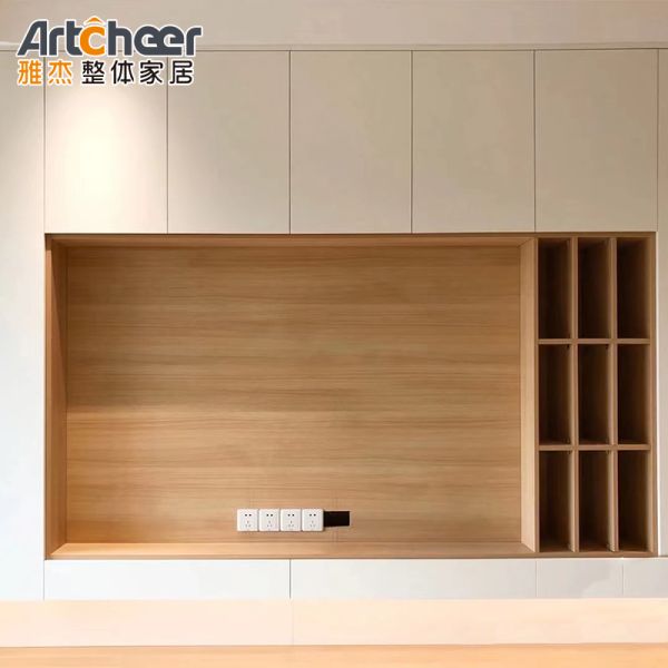 Modern Style TV Stand with Melamine Finish and Adjustable Height Wall Mounted Cabinet