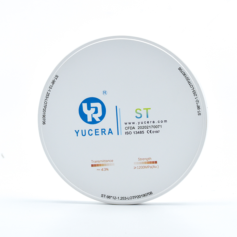 Precio de fábrica Yucera Disco cerámico blanco ST super translúcido dental de 98 mm 95 mm para sistema CAD CAM, máquina de fresado de 5 ejes