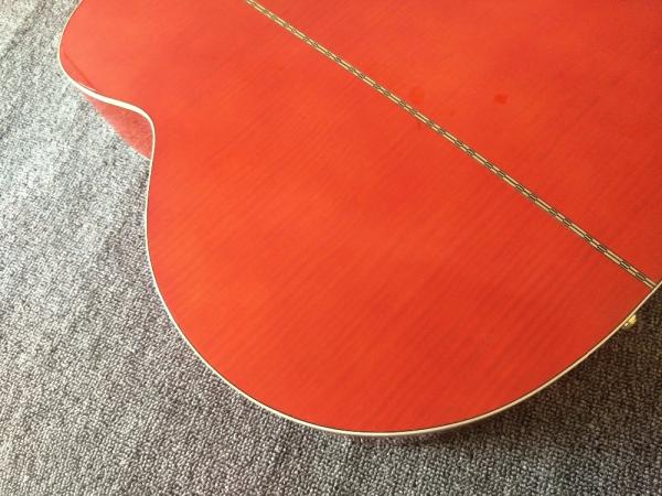 customization G200 Acoustic Guitar Flame red Top Solid spruce maple Tiger stripes Body Guitar