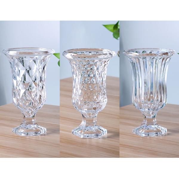 Short Stem Glass Flower Vase 12 Inch Tall For Both Dry Flower / Liver Flower