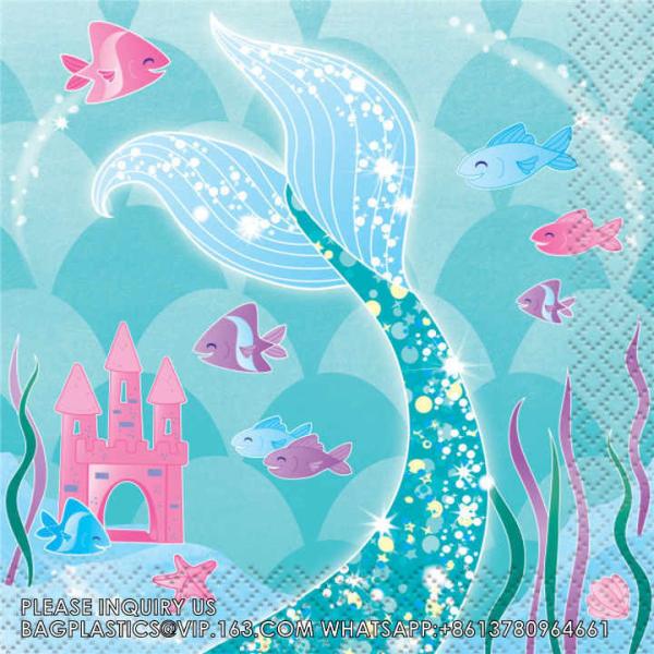 Mermaid Series Paper Straws Cup Plate Set Kid Table Decoration Wedding Birthday Party Supplies Mermaid Disposable