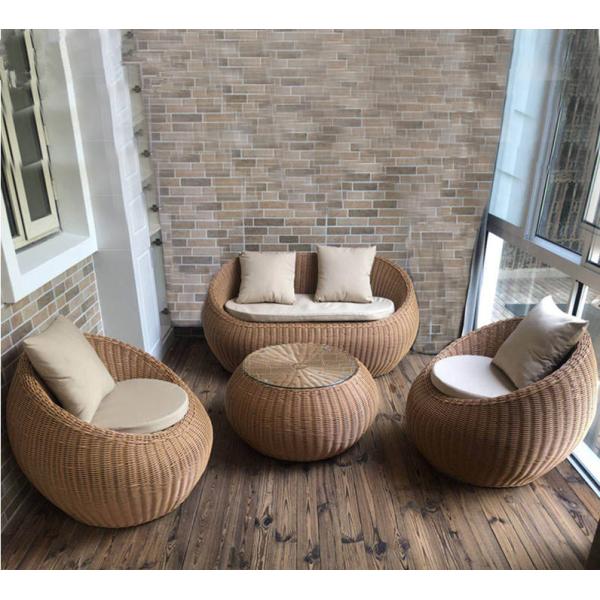Brown Outdoor Patio Couch Waterproof Garden Furniture Corner Sofa