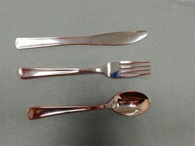 Rose Gold Plastic Utensils For Restaurant Party Picnic,Wholesale Dinner Disposable Plastic Knife,Fork,Spoon