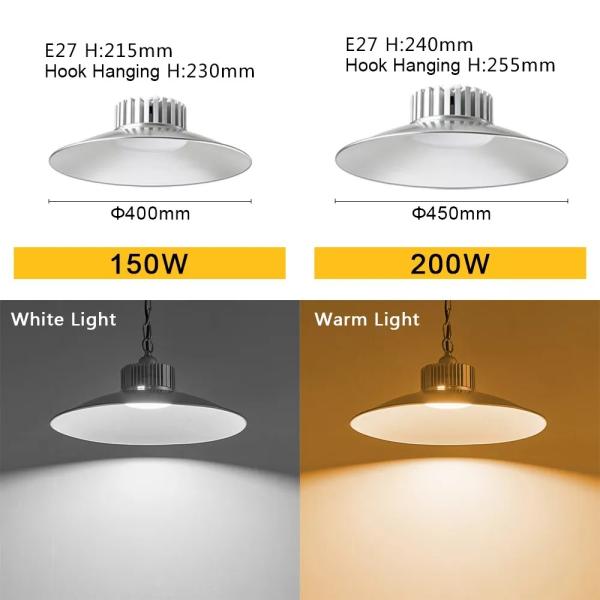 E27 Led High Bay Lights 4000k E40 30w 50w 70w Low Bay Industrial Hanging Lights
