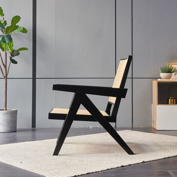 Nordic Modern Indoor Hotel Living Room Chair Wood Rattan With Armrest Leisure Sofa Lounge Chair