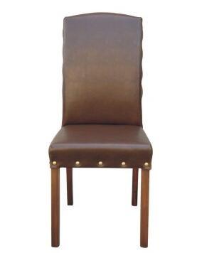 PU/leather upholstery beech wood wooden dining chairs with Antique bronze neilheads,wooden dining chairs high back