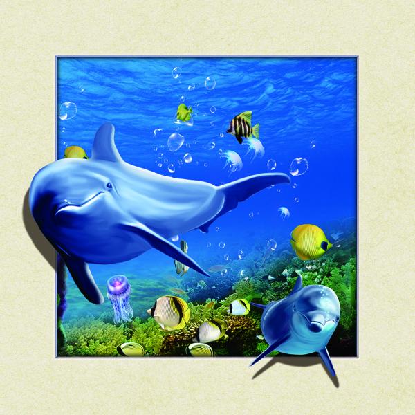 Home Wall Decoration Custom Lenticular Printing 5d Depth 20 x 20cm Dolphin Poster