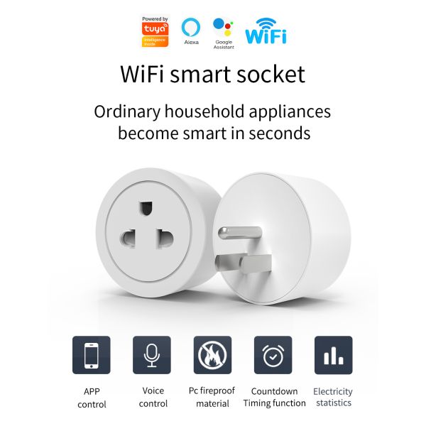 Smart WiFi Universal Socket with Energy Monitor, Timer Control, and Voice Assistant for Google Home & Alexa
