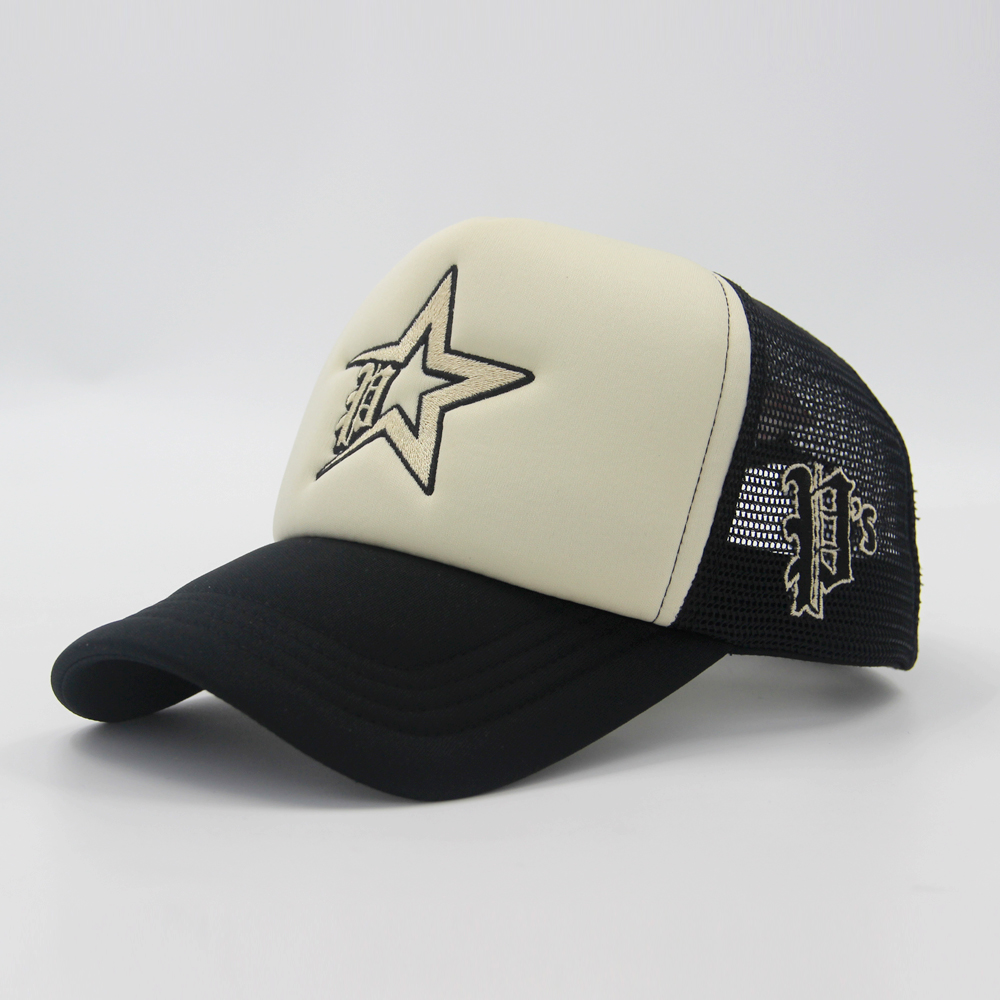 Base Ball Foam Blank Trucker Hats 5 Panel Embroidery Polyester Rope Puff Printing