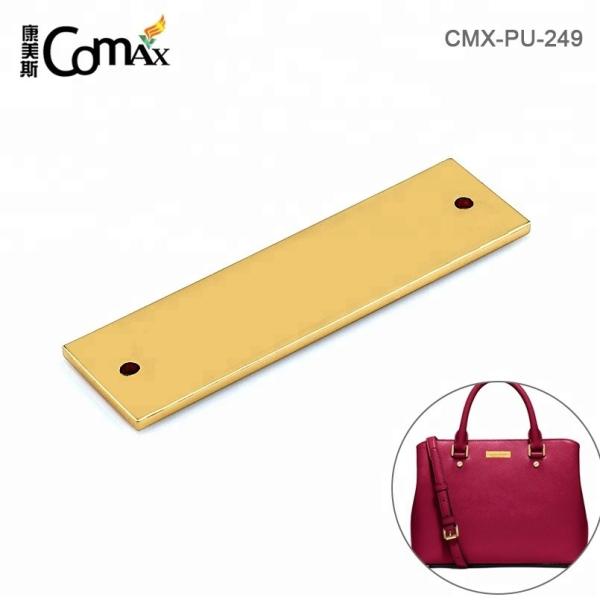 Zinc Alloy Handbag Plate Logo Durable Rectangle Metal Label Name Tag with Rivet Fixation