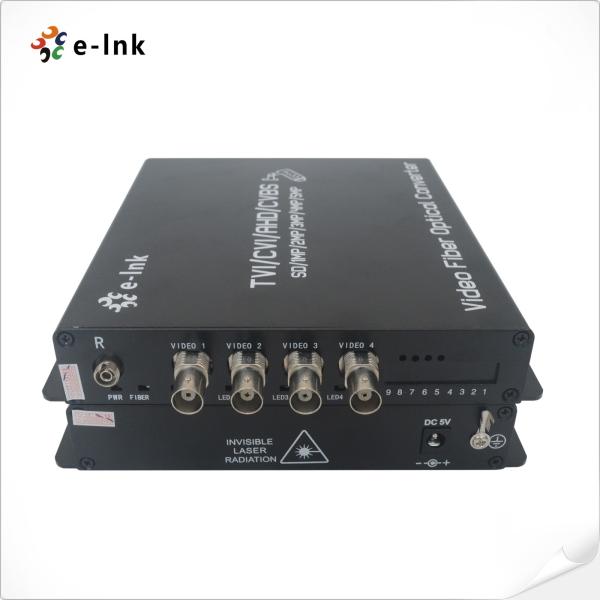4 canais 5MP HD-AHD/HD-CVI/HD-TVI/CVBS Conversor de Fibra de Vídeo com RS485