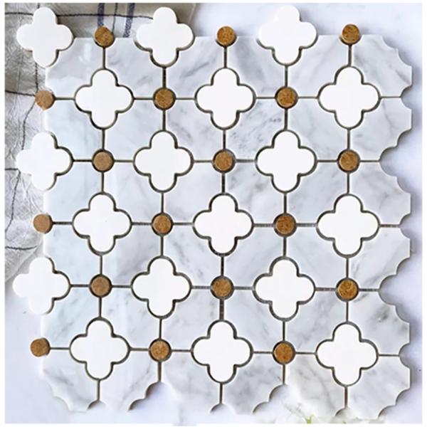 Водяная струя цветочного узора Мраморный камень Мозаика ванная плитка Для домашнего декора