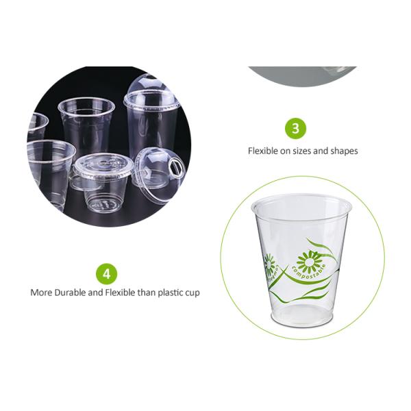 OEM Custom Logo 100% Bio Compostable PLA Transparent Cups Smoothie Beer Wine Beverage Ice CE Cold Disposable Drink To