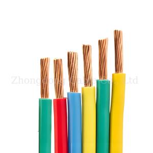 Isolement PVC Fil électrique industriel câble de cuivre tordu solide pour