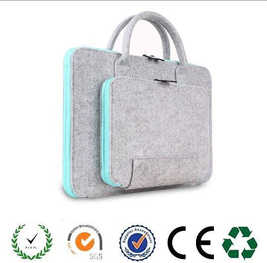 2016 Promotion Business style light grey felt laptop bag with handle
