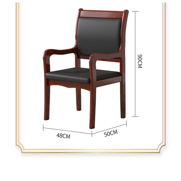 Modern Black Leather Guest Chair Practical Wooden Conference Training Room Meeting Office Chairs