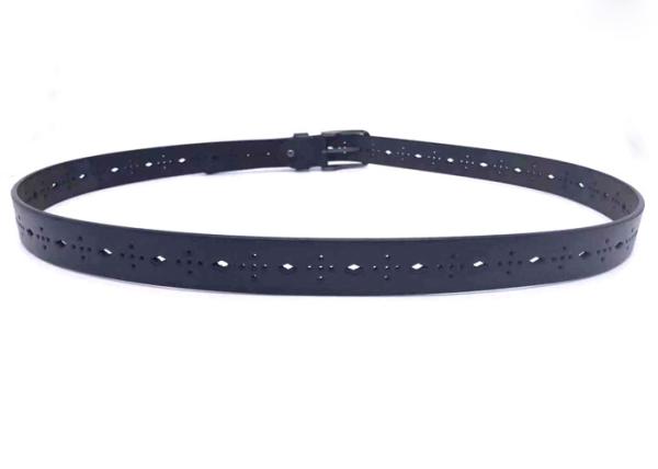 Hollow - Out Design Women's Fashion Black Leather Belt Pin Buckle 30mm Wide