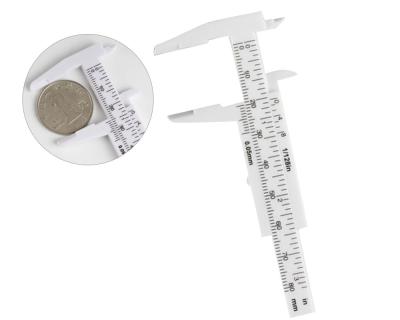 Compasso de calibre de corrediça métrico da polegada ABS plástico permanente branco do compasso de calibre do jogo 80MM da tatuagem da composição 150MM do mini para a sobrancelha