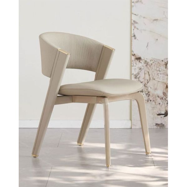 Modern Upholstered Leather Dining Room Furniture Chair Designed with Italian Metal Legs and Wooden Frame Luxury
