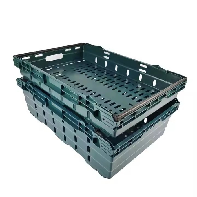 Большой тяжелый HDPE Нестабильный Фрукты и овощи перемещение Пластиковый ящик с стальной ручкой