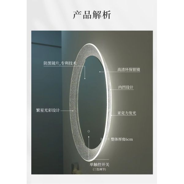 Bathroom Mirror Intelligent Luminous Wall Mirror Circular Makeup Mirror with Light (WH-MR-104)