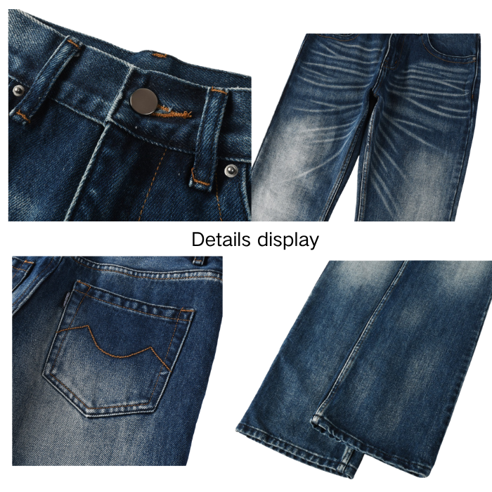 Vintage Washed Men's Jeans Flare Mid Rise Jeans With Whisker Detailing