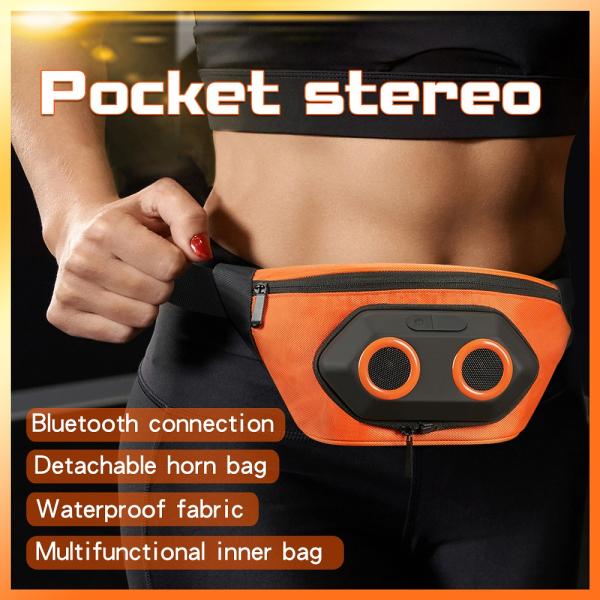 Outdoor Adjustable Fanny Pack Waterproof Rechargeable With Bluetooth Speaker Stereoc
